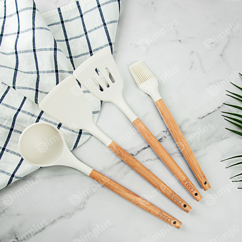 Inssa 4pcs Cooking Utensils Silicone Materia Heat Resistant Non-Stick ...