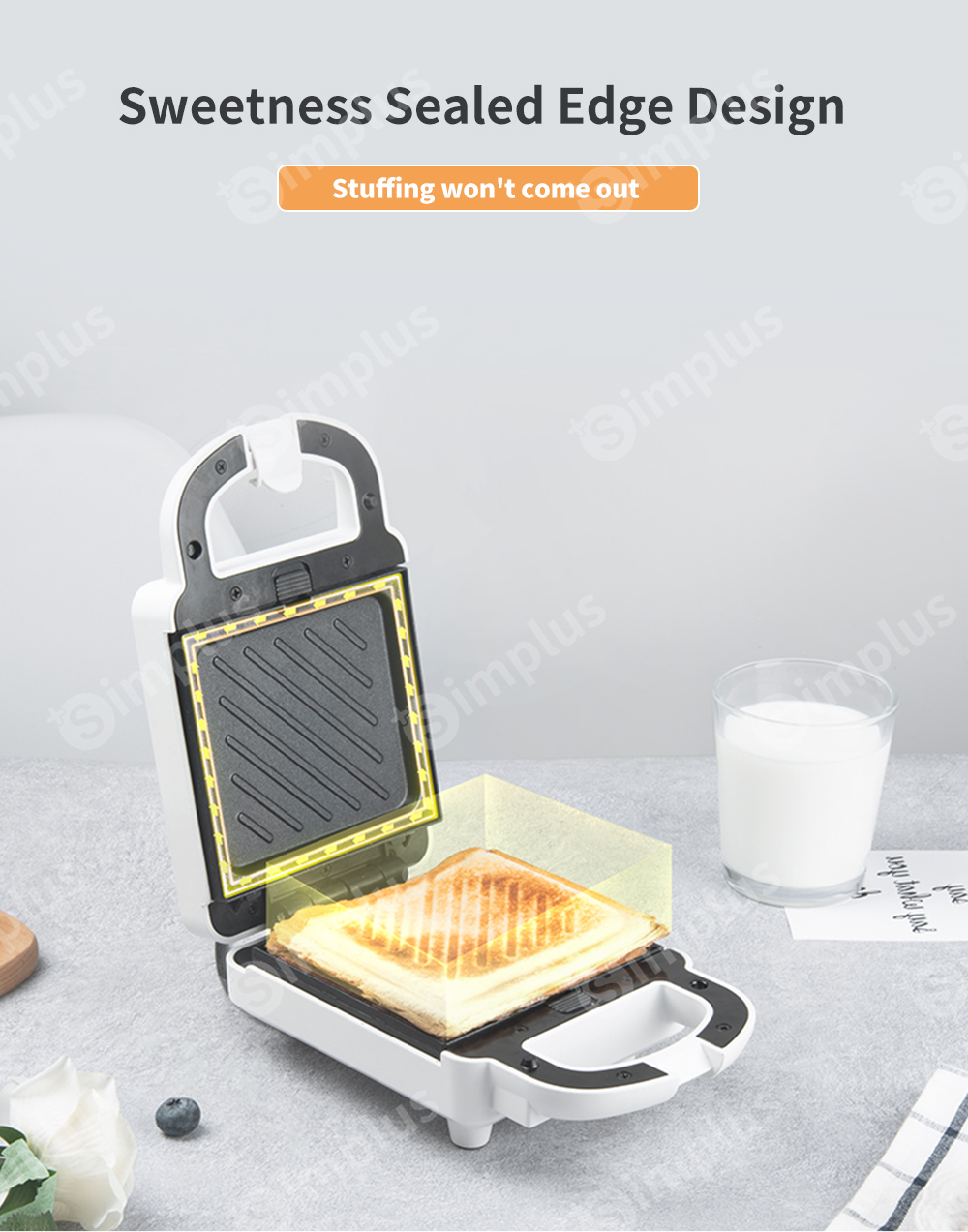 Simplus Sandwich Maker Toaster 2 in 1 Donut Waffle Maker Replaceable ...