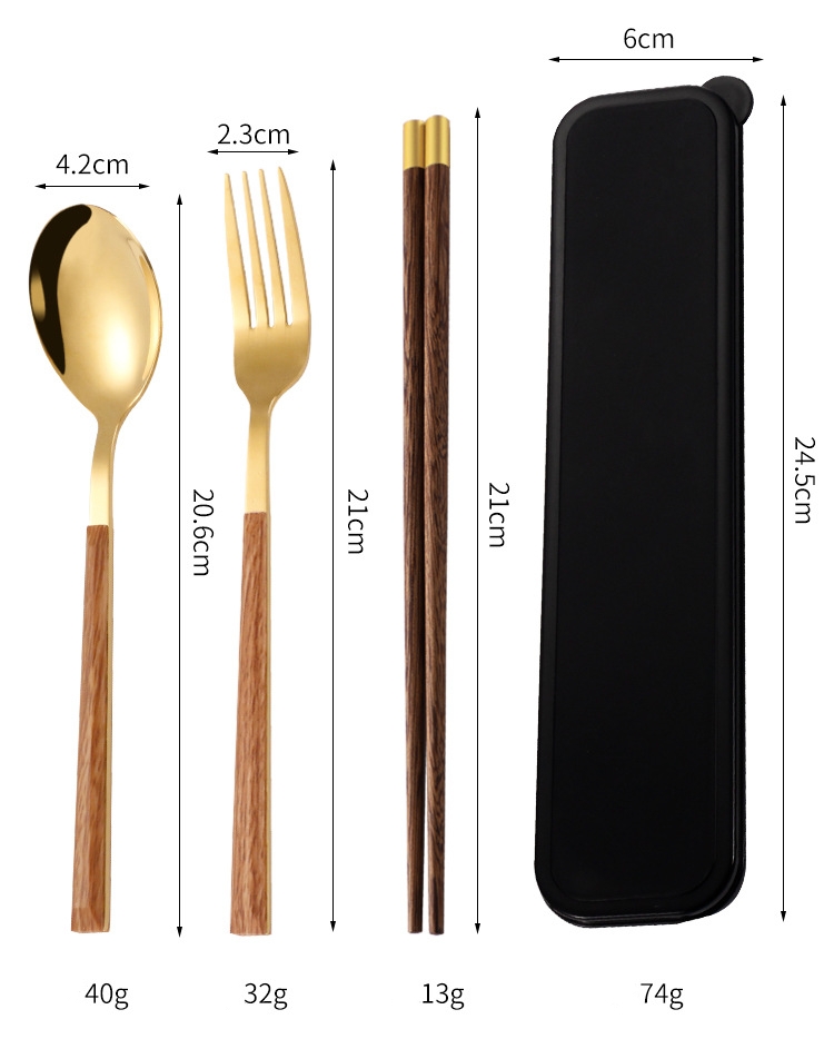 Stainless Steel Portable Tableware Set Fork Spoon Chopsticks Three ...