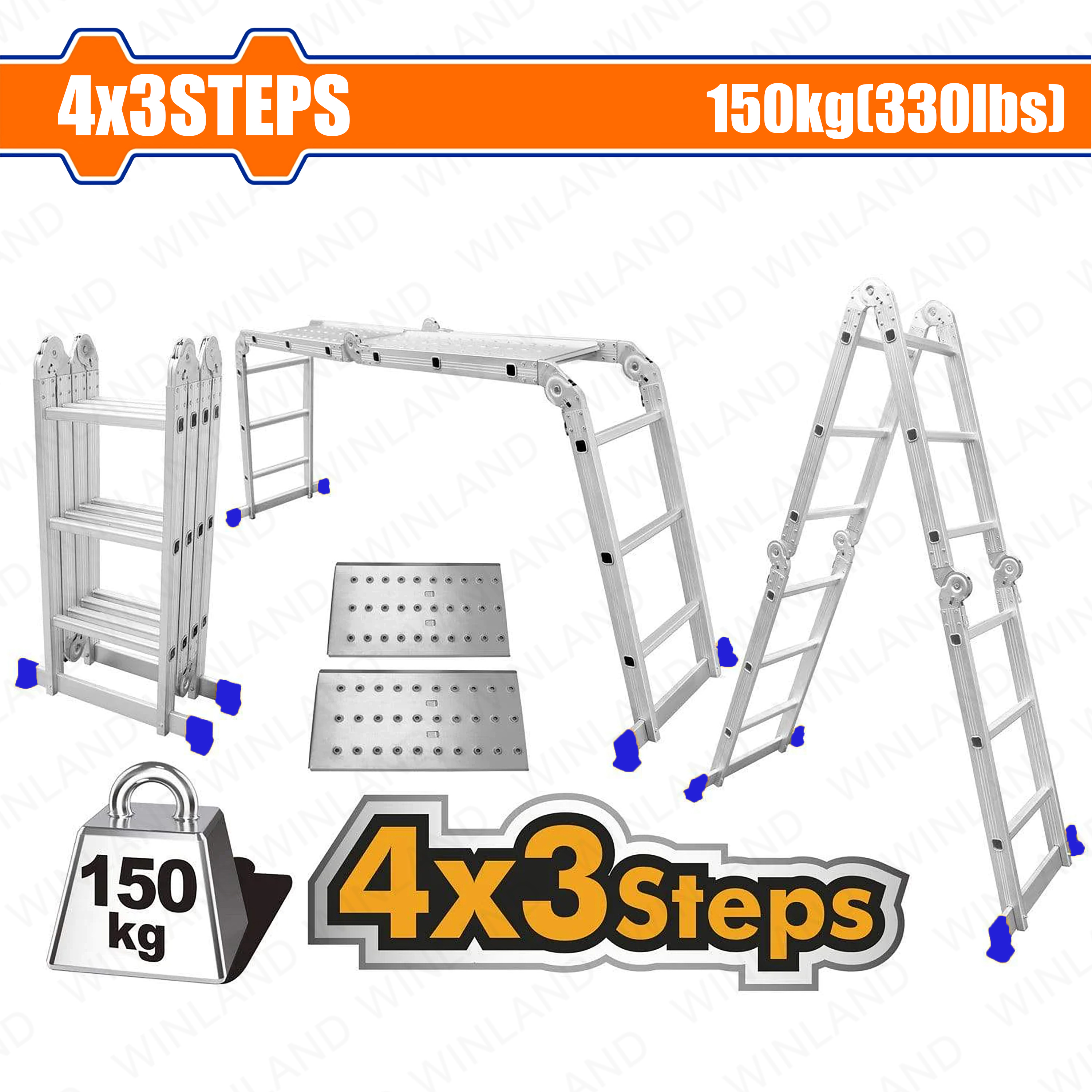 Wadfow by Winland Multi-Purpose Aluminum Ladder Step rise 270mm X ...