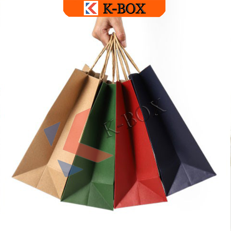 Twisted Handle Brown/White/Red/Black/Green Kraft Paper Bag with twist ...