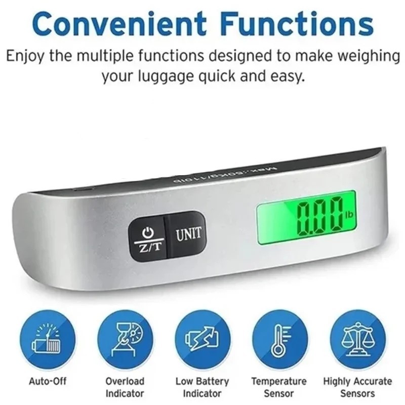 50KG/110LB]Portable Scale Electronic Digital Luggage Scale For Travel Weighing Hanging Scales I4362712381