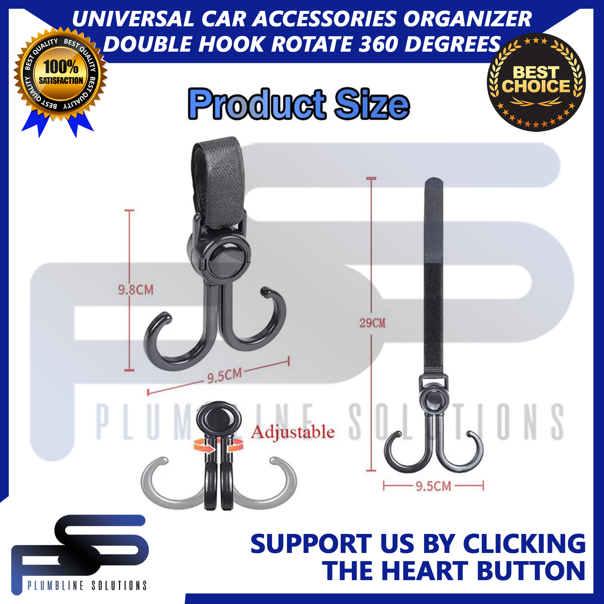 Universal Car Accessories Organizer Double Hook Rotation 360 Degrees ...