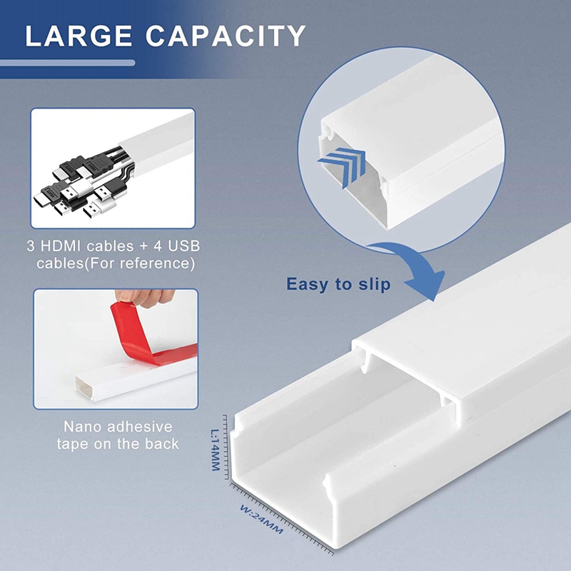 1 Set Wall Cord Cover Cable Concealer Complete Raceway Kit Wire Cables ...