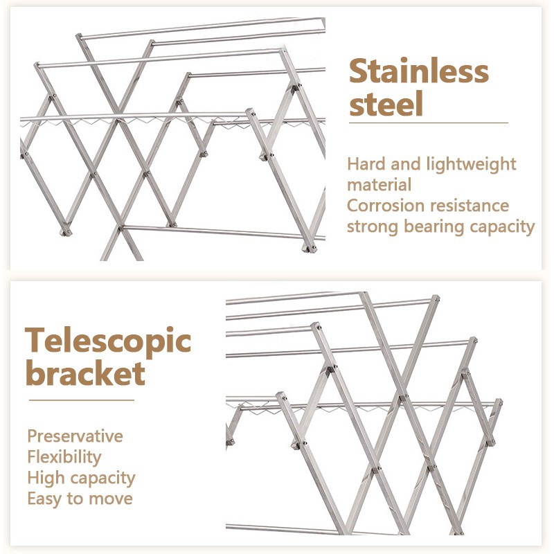 Drying Rack Stainless Steel Clothes Sampayan Hanger Vertical Multi-Bar ...