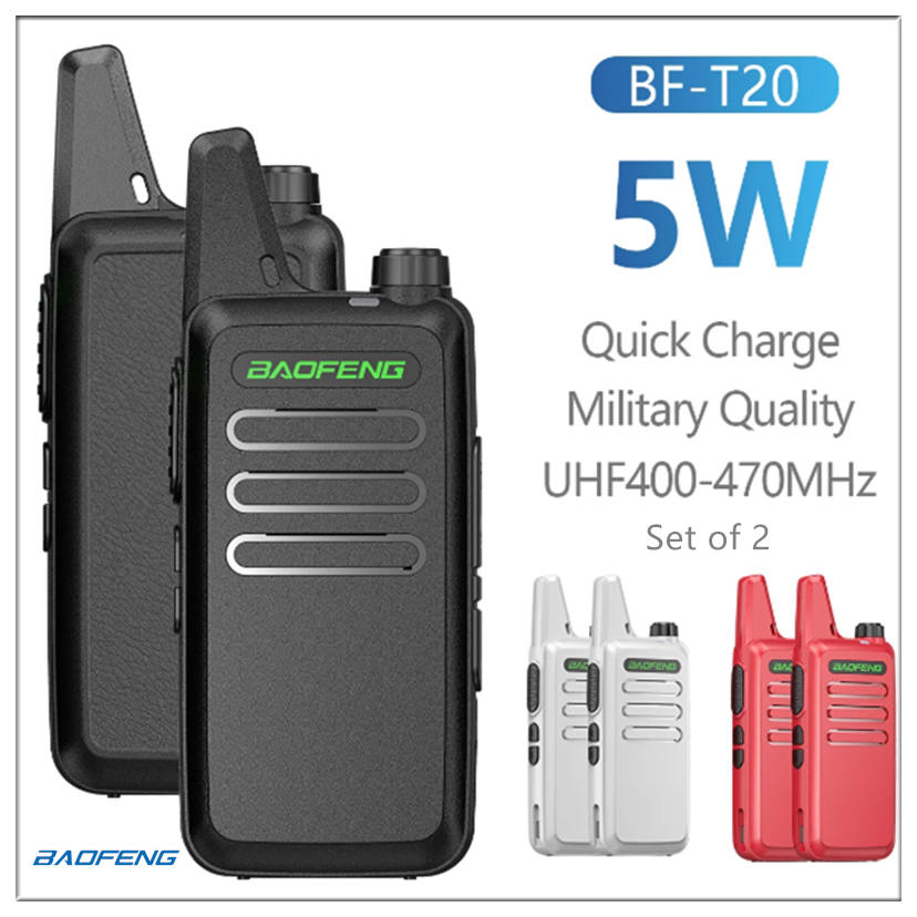 Set Of 2 Baofeng Original BF-T20 T20 5W Portable UHF Mini Two Way Radio ...