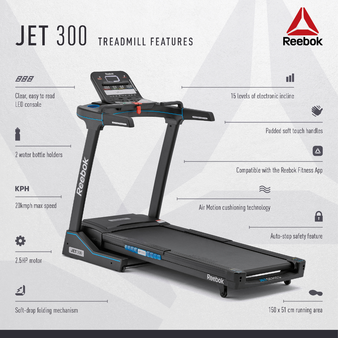 Reebok Jet 300 Series Treadmill(RVJF-10721BK)(Treadmills