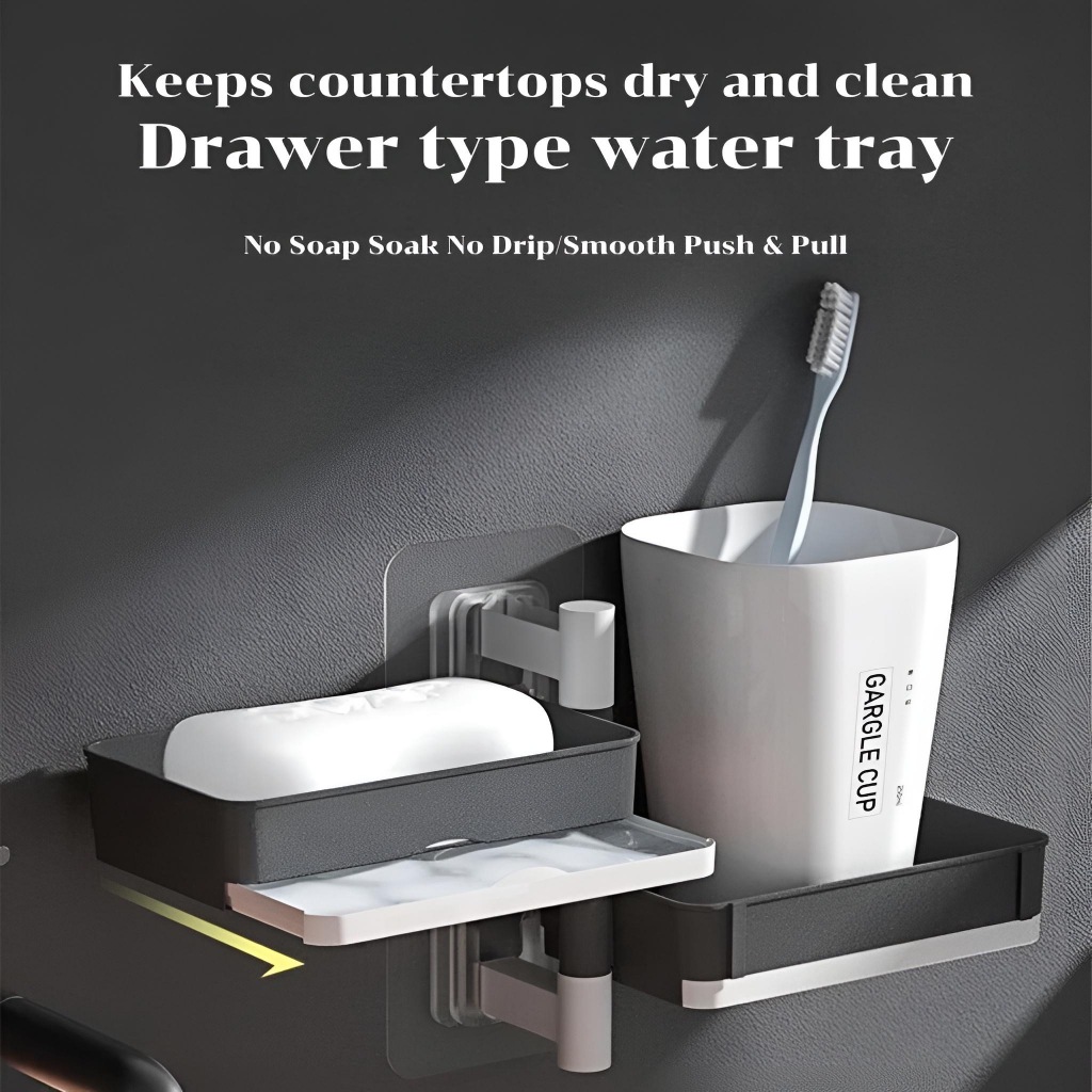 Soap Holder Bathroom organizer Drilling-Free Wall Mounted Three Layer ...