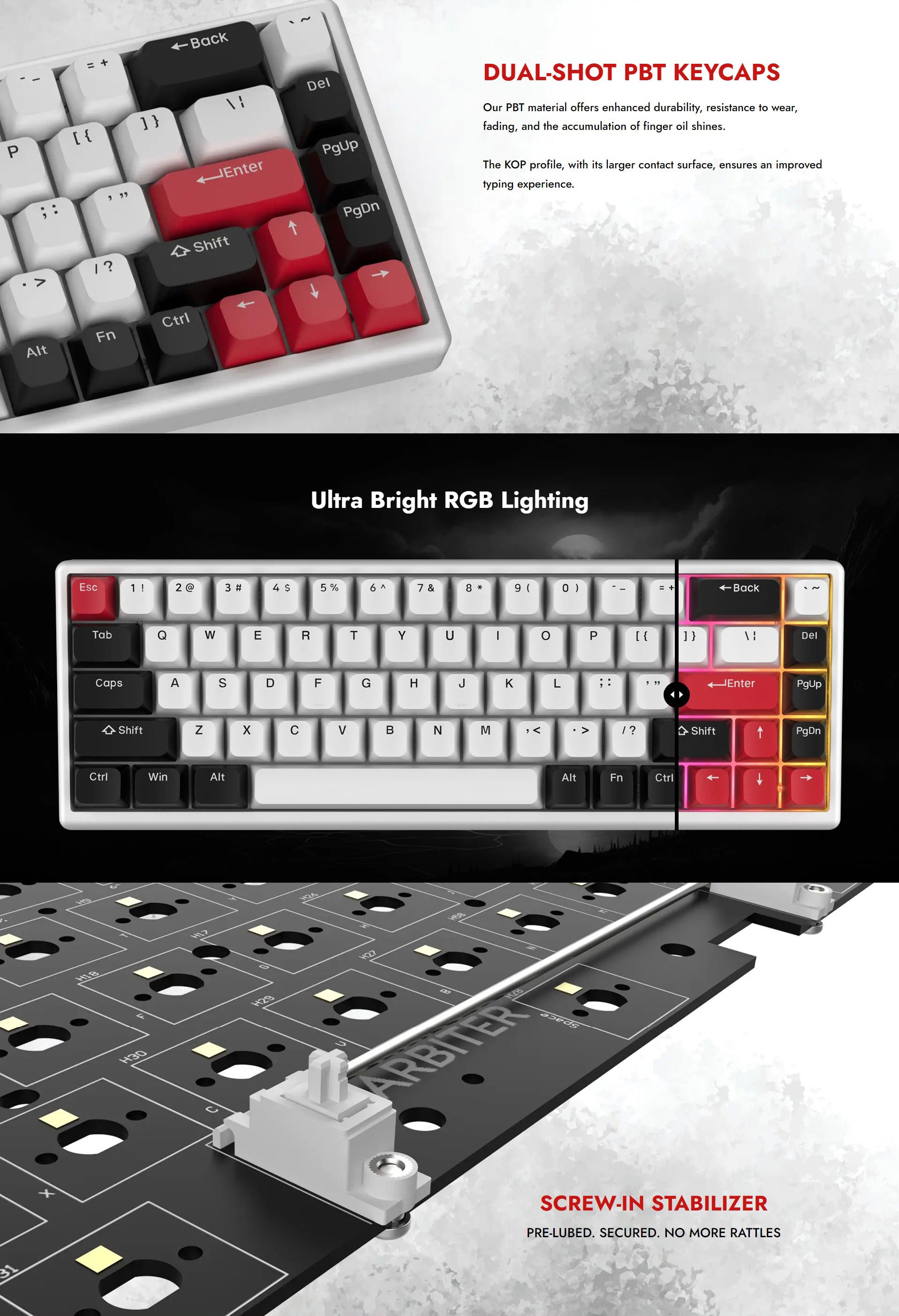 Arbiter Studio Polar 65 Magnetic Gaming Keyboard (Ronin Red) (Kuro ...