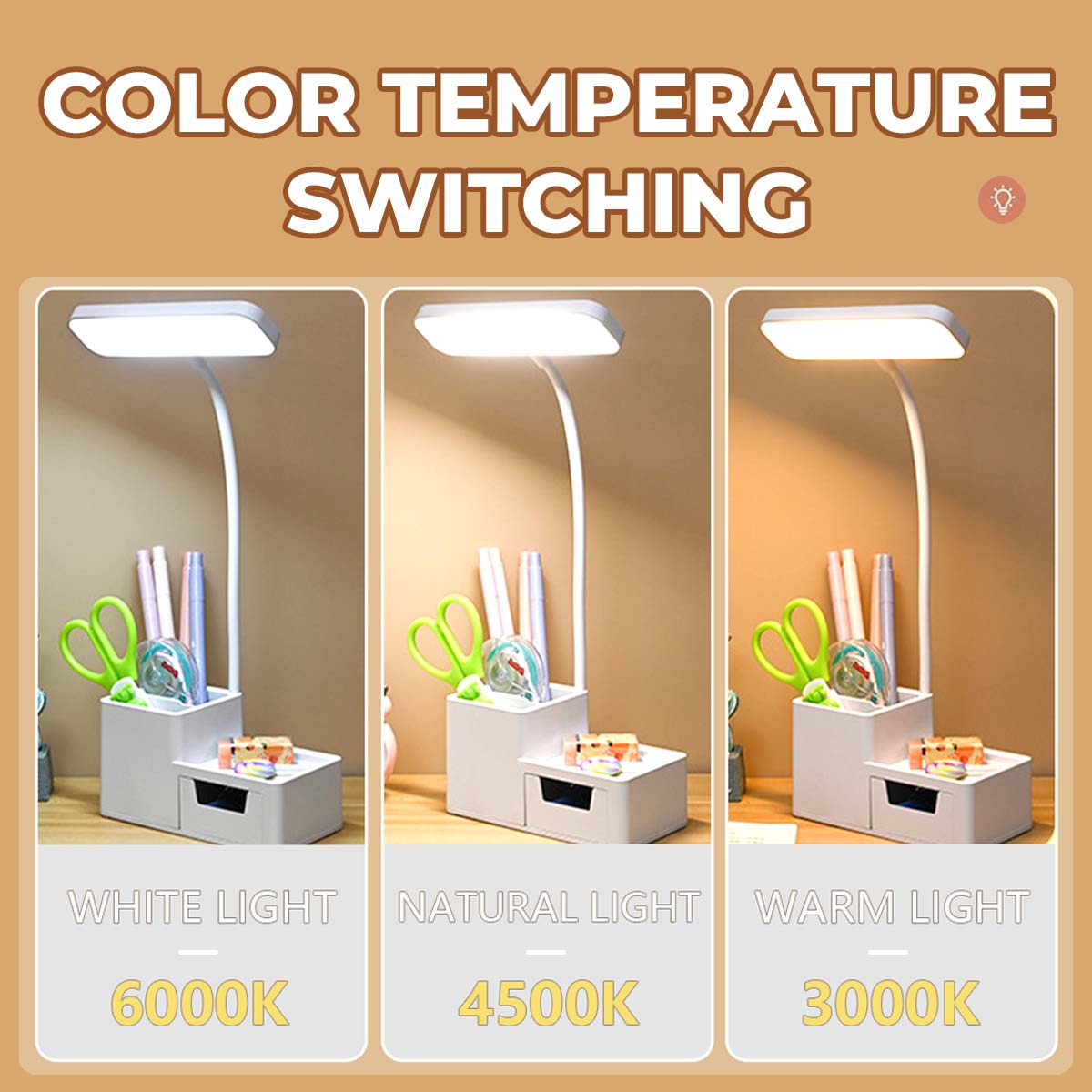 LED Rechargeable Desk Lamp Shade Dim Study Light for Bedroom Student ...