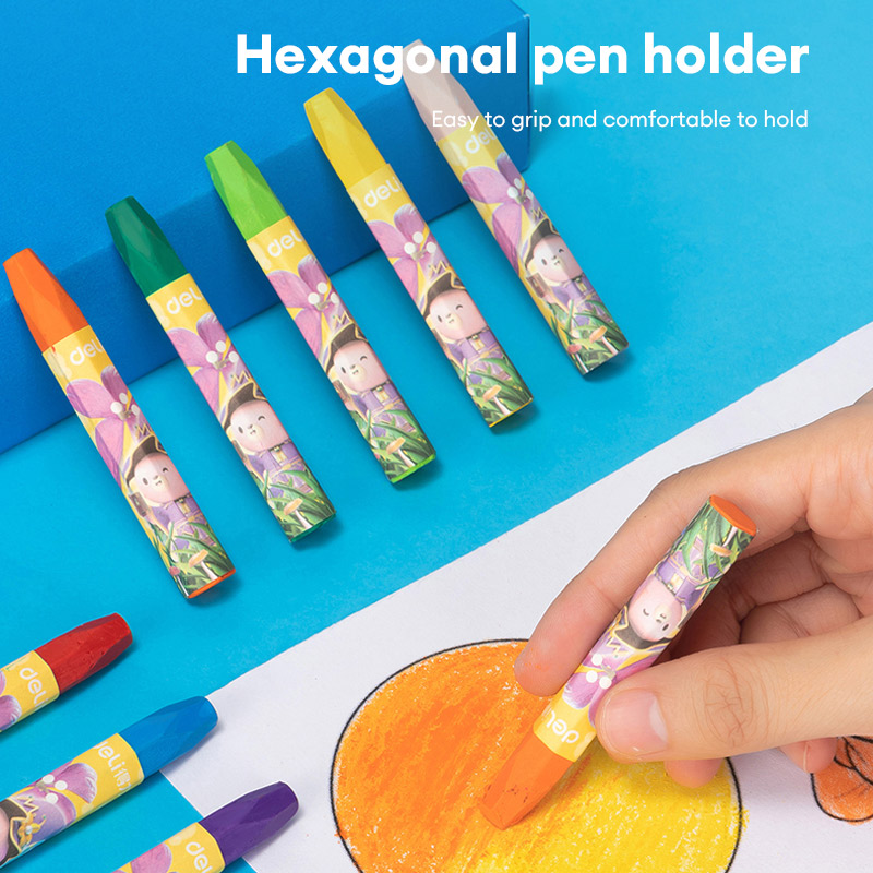 Deli 12/24Colors Oil Pastel Non-Toxic Generic Crayons Art Coloring Pen ...