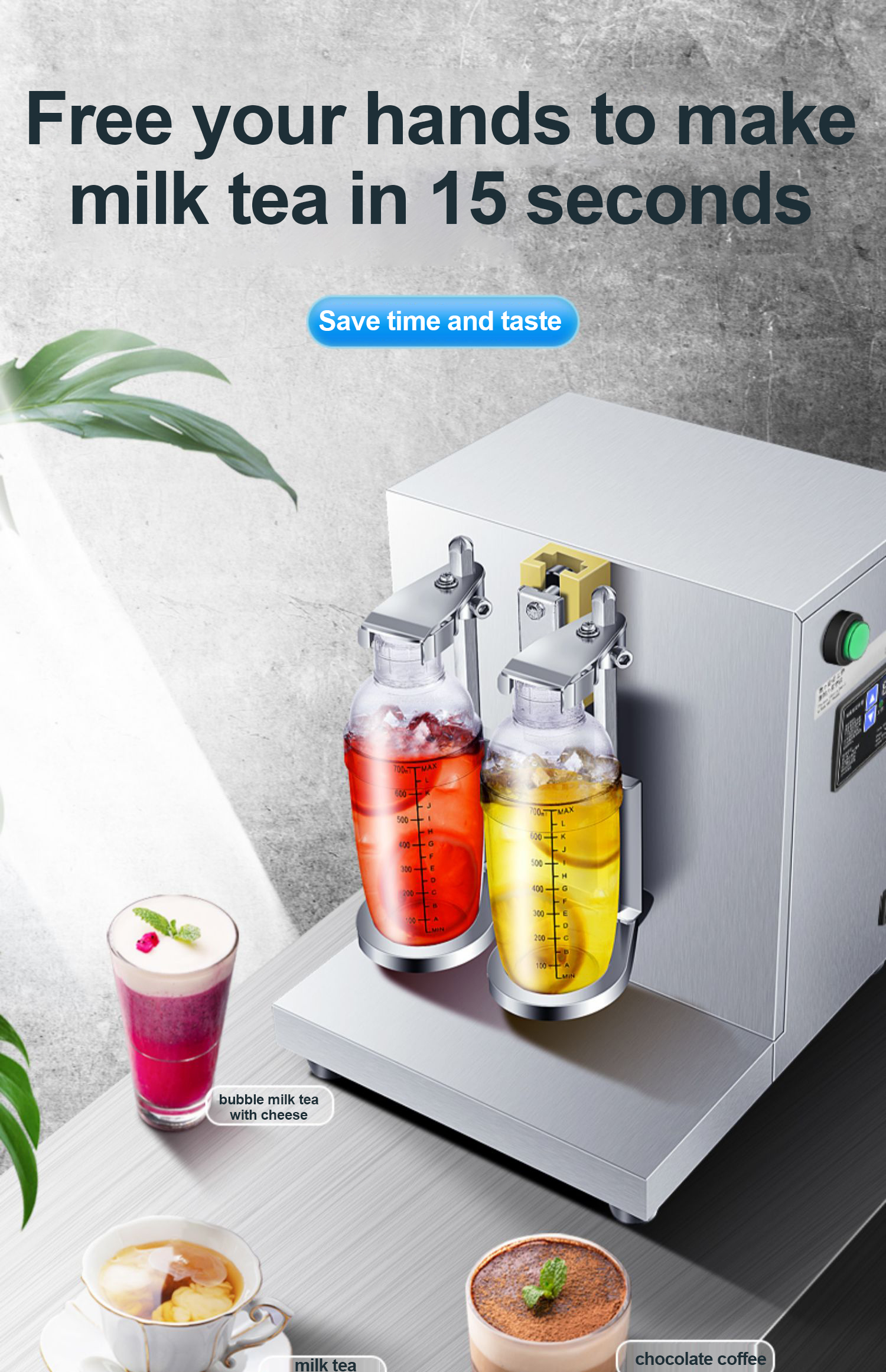 IKER Milk Tea Shaker Electric Double Head Shaker Shaker Lemon Water ...