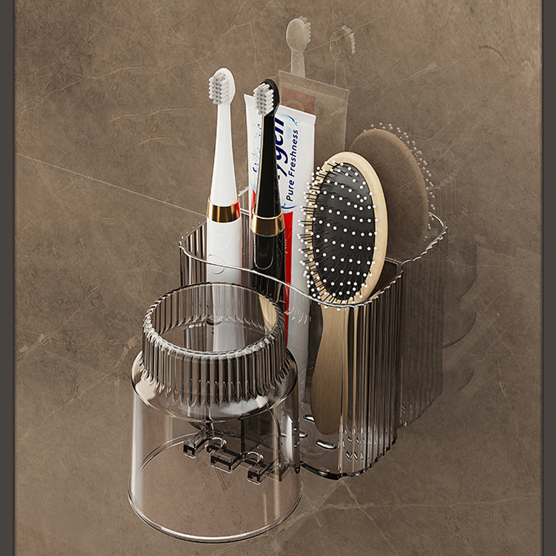 High-End Wall-Mounted Toothbrush Storage Rack With Cup Bathroom ...