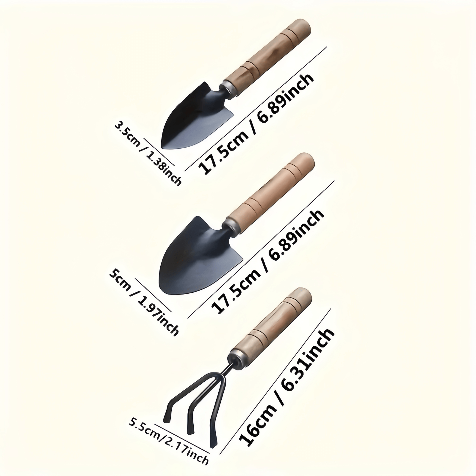 Sanapo 3pcs Gardening Tool Set, Metal Miniature Spade,Shovel & Rake ...