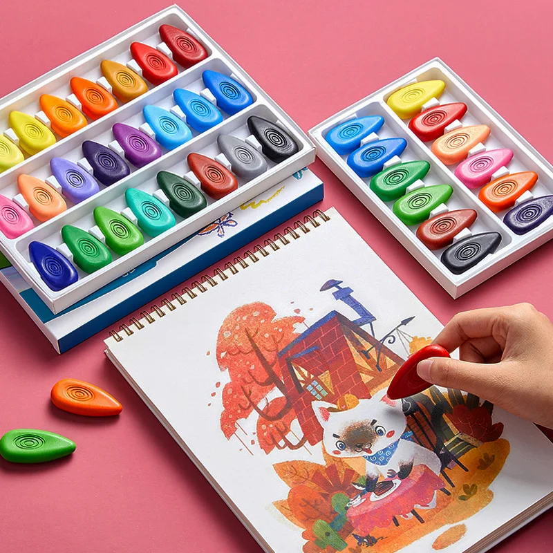 12/24/36 Colors Non Toxic Washable Drop Shape Crayons For Kids Children ...