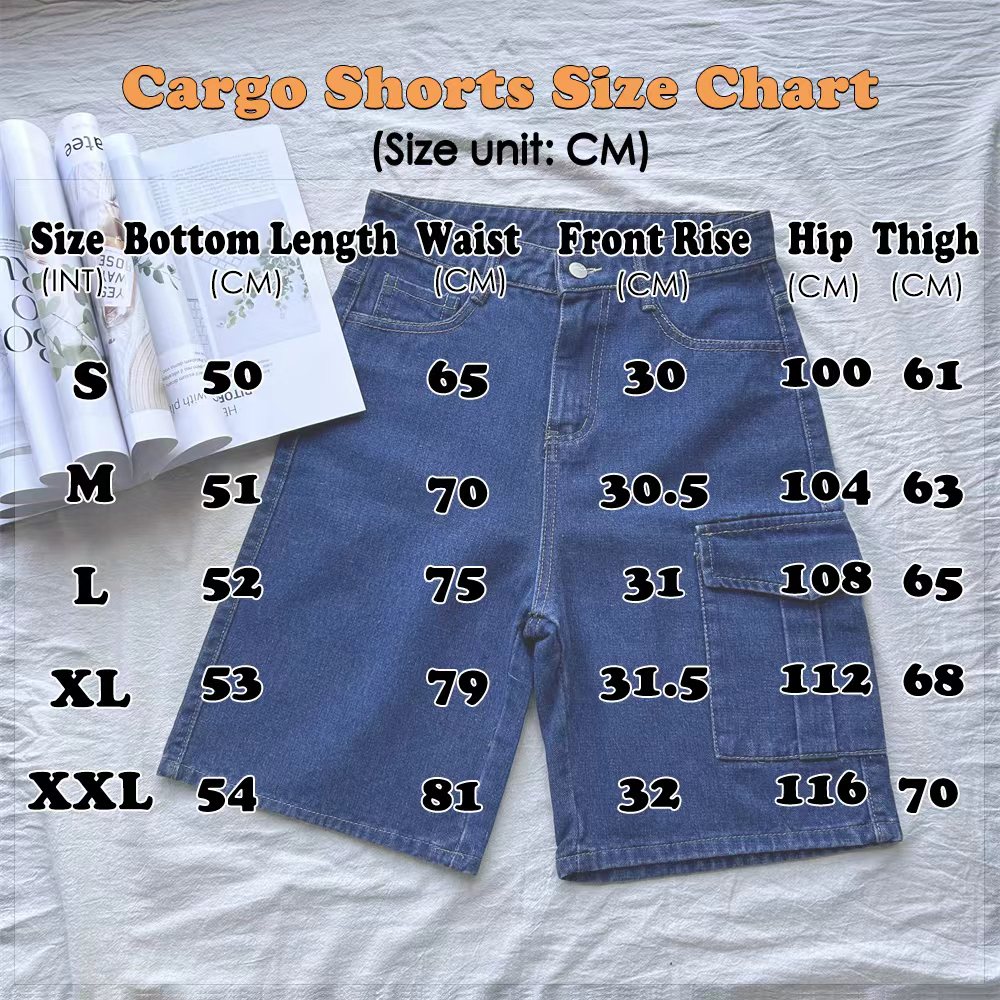 Cargo Denim Shorts for Woman high waist for Women Multi-Pocket Style ...
