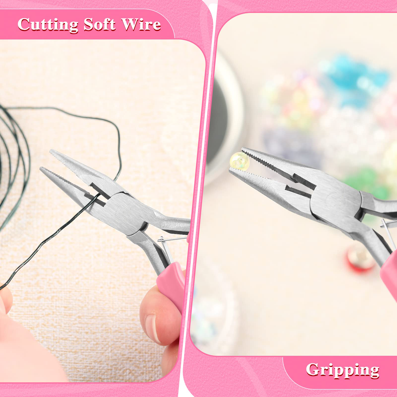 2 Pcs Pink High-Carbon Steel Forming Clamps, Needle Nose