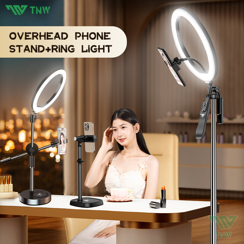 TNW 6/10 inch Ring Light Tripod Overhead Phone Mount Light For Overhead  Shooting Live Streaming Cook