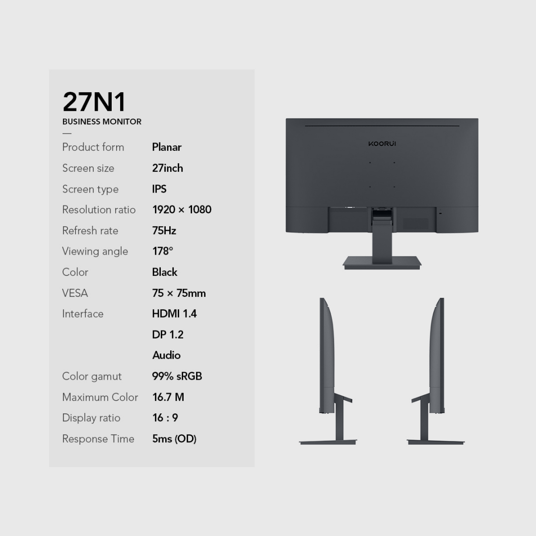 Écran 27 Koorui N02 - Full HD, IPS, 100 Hz –