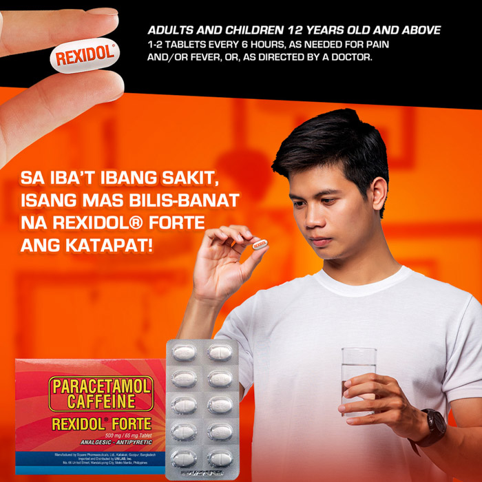 Rexidol Unilab Forte 10 Tablets Paracetamol + Caffeine Shopee Philippines