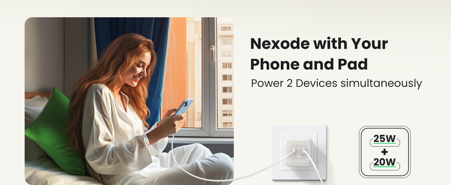 UGREEN Nexode 45W Dual Port USB C Mini GaN Charger - Fast Charging Wall ...