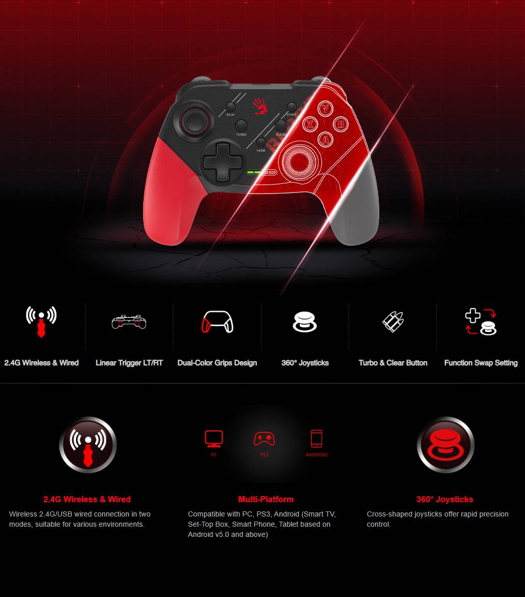 A4Tech Bloody GPW50 Sports Red/White Multi-Platform Wireless and USB ...