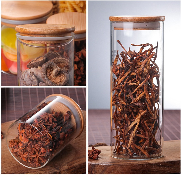 【Ready Stock】Bamboo Lid Candy Jar Glass Canister Party Transparent ...