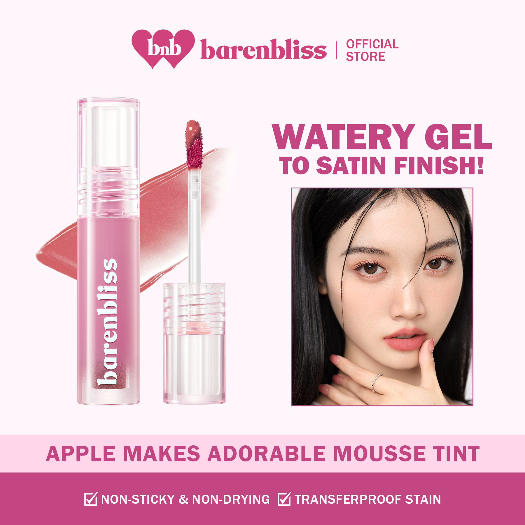 barenblis BNB Lip Set & Glow Bundle | Apple Mousse Tint + Ceramoist ...