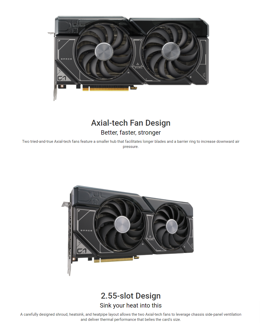 Asus Dual GeForce RTX 4070 SUPER 12GB GDDR6X Axial-tech Fan Design ...