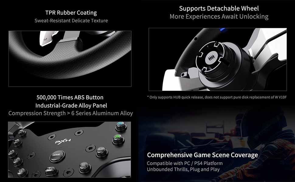 PXN V99 Racing Game Controller Set w/ Force Feedback Steering Wheel, 6 ...