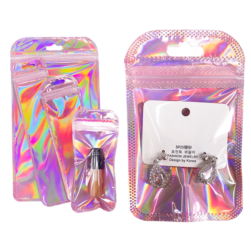 100pcs Jewelry Display Laser Holographic Bag Gift Packaging Cosmetics ...