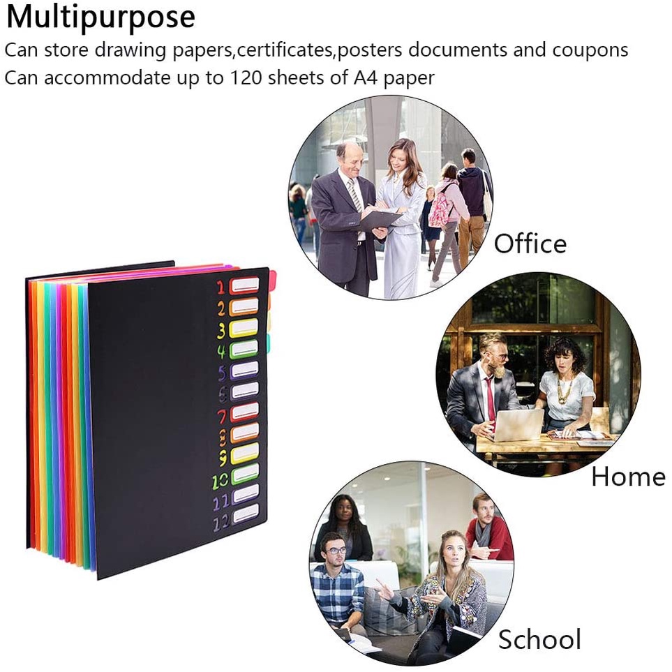 Expanding File Organizer 12 Pockets Accordion Folders A4 Letter Size ...