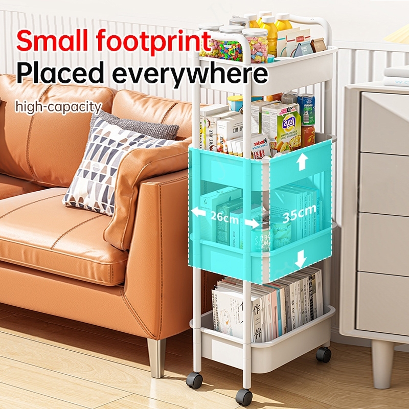 2/3/4 layer Trolley Cart Organizer Kitchen Rack Moving Rack Basket With ...