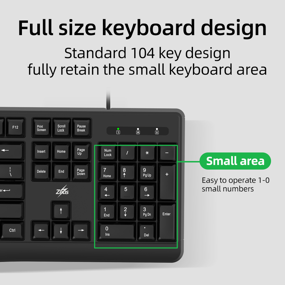 Zeus Office / School Keyboard And Mouse USB Wired Office Desktop Laptop ...