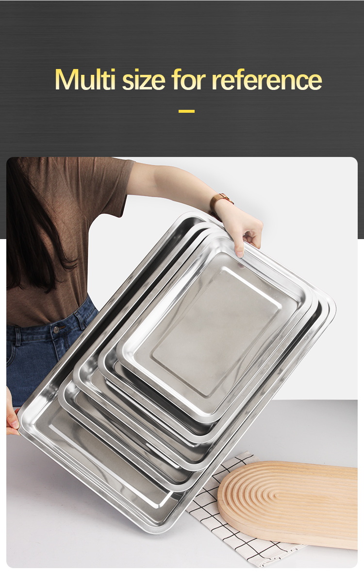Stainless Steel Rectangular Deep Storage Tray Dinner Plate Oven Cake ...