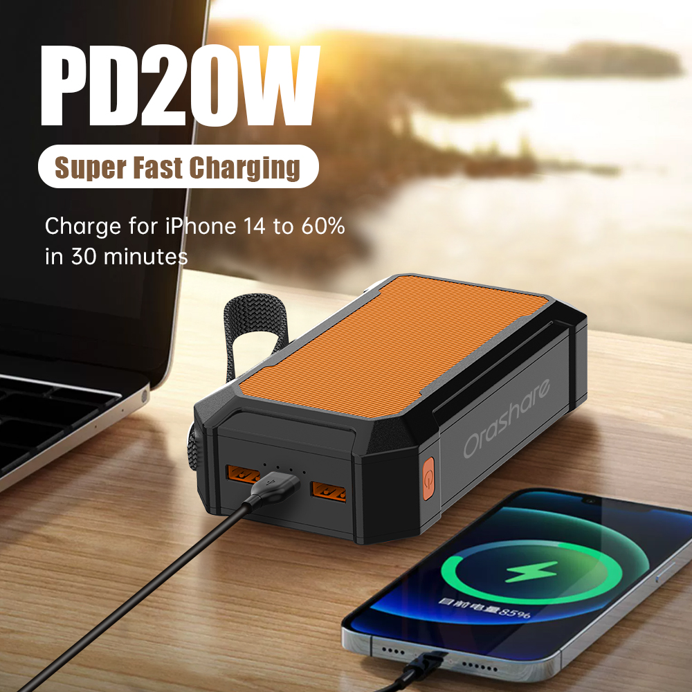 VRURC Power Bank 20000 mAh, Small USB C Power Bank Fast Charging Mini External Battery 22.5 W Battery but Powerful Portable Charger Compatible with Huawei iPhone Tablet etc (Green