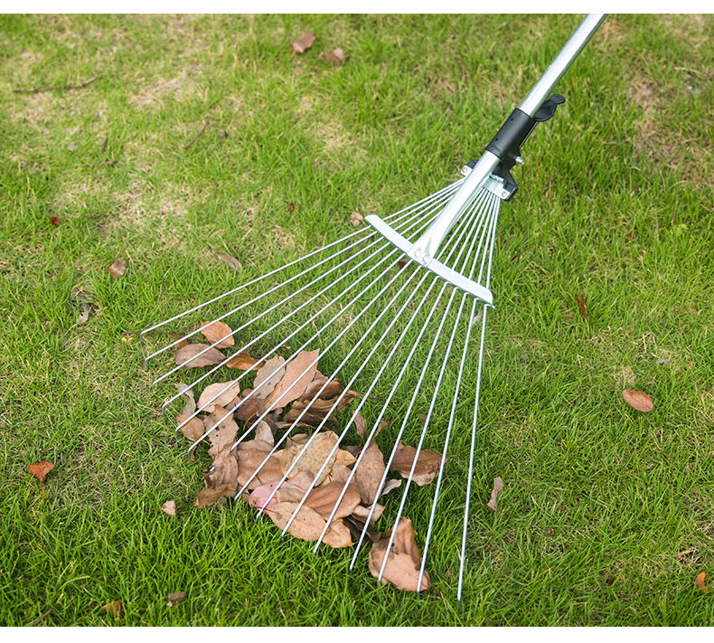 Adjustable Telescopic Metal Garden Leaf Leaves Rake for Lawn Yard ...