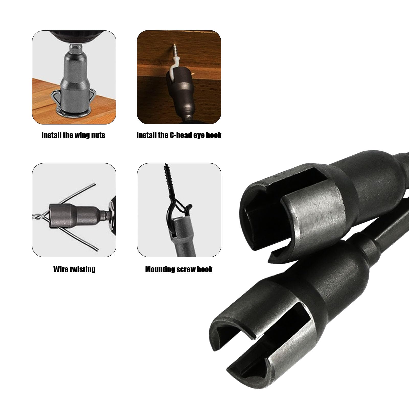 1-Pack Slot Wing Nut Driver + 1-Pack Deep Power Wing Nut Driver – 1/4-Inch Hex Shank For Panel Nuts, Screws, Eye Hooks, C Bolts (Hurricane Shutter Tool)