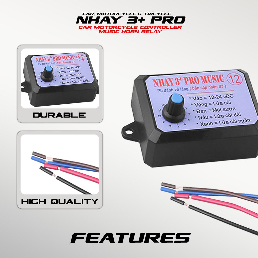 NHAY 3+ PRO MUSIC HORN RELAY WITH 12 SONGS / 12TONES ADJUSTABLE TONE ...