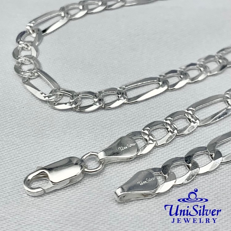 Unisilver 925 Sterling Silver 6MM Extra Flat 3+1 Chain 22