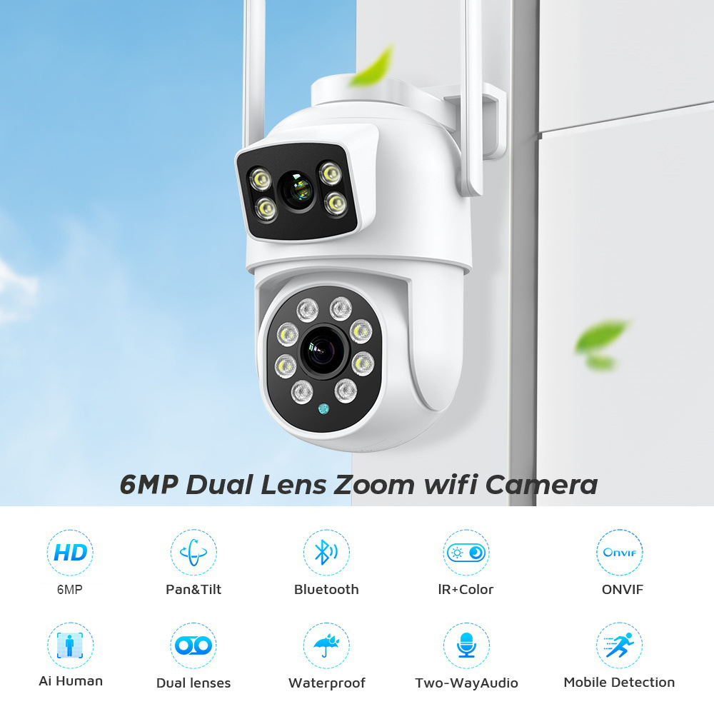 ICSEE XM R6 Dual Lens CCTV Camera 6MP HD Night Vision Wifi PTZ Outdoor ...
