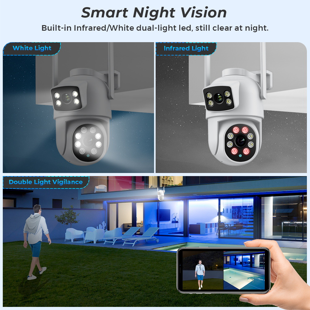 ICSEE XM R6 Dual Lens CCTV Camera 6MP HD Night Vision Wifi PTZ Outdoor ...