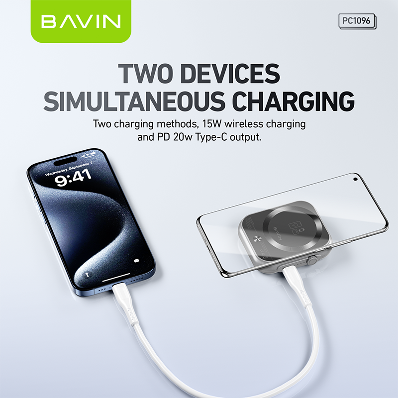 BAVIN PC1096 5000mAh 3 in 1 Magnetic Wireless for Powerbank/Smart Watch ...