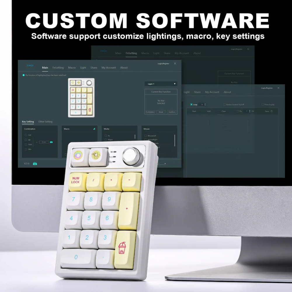 YUNZII YZ19 Gasket Wireless Mechanical Knob RGB Numeric Keypad Num Pad ...