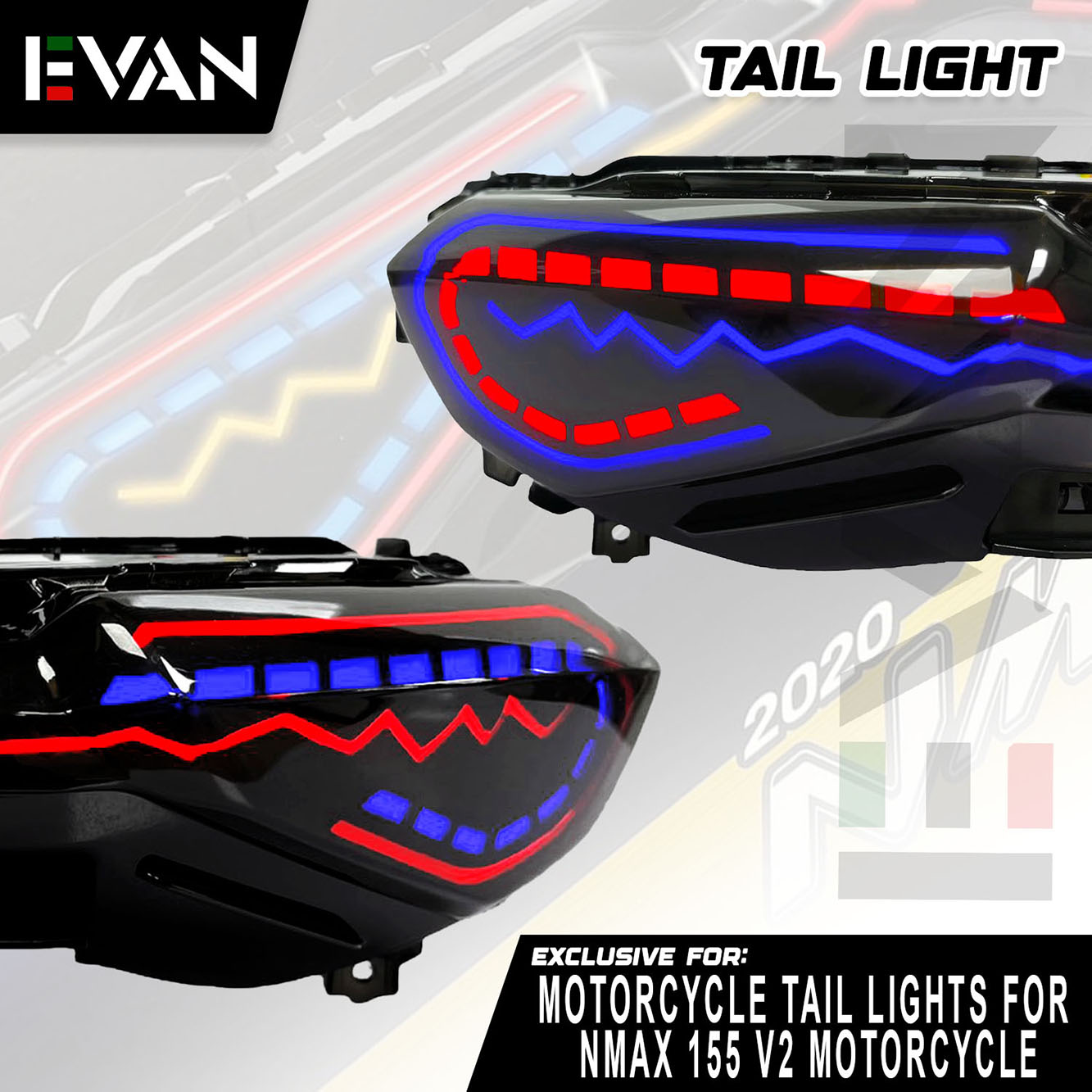 Motorcycle Tail Light For Qianjiang For Keeway K-Light 125/202/QJ200-2H Motorcycle Rear Light Tail Lamp ABS Black Motorbike Stop Brake Running Indicator Motorbike Brake Stop Light