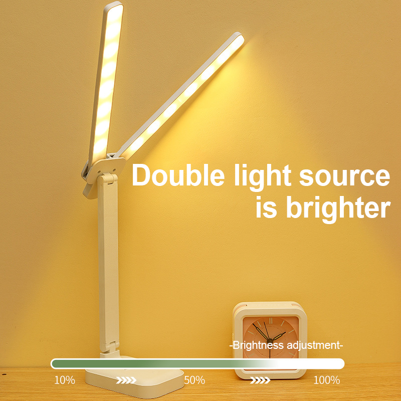 Gold Star Foldable Desk Lamp Dual Head LED Table Lamp Rechargeable