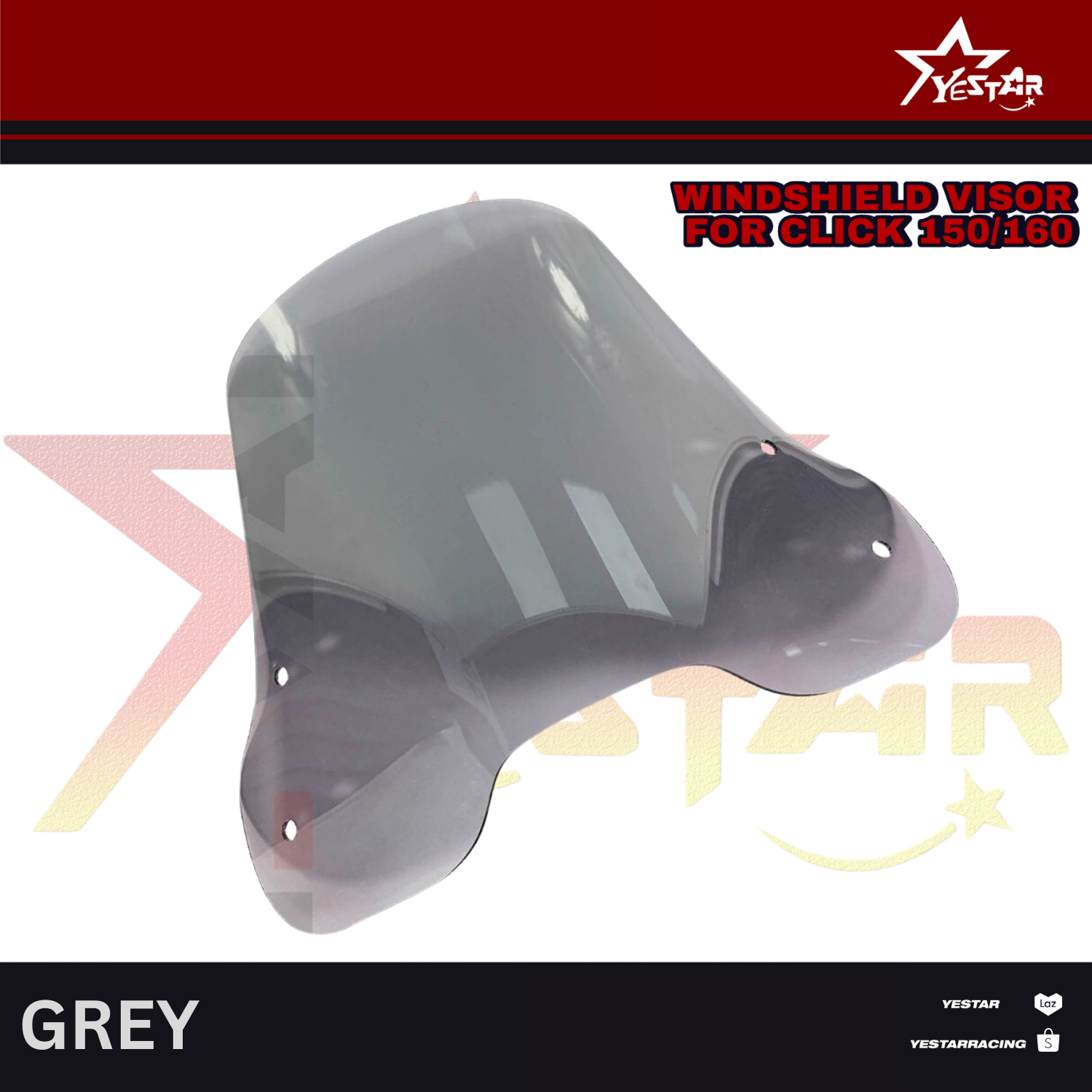 Yestar Racing Windshield Visor + Bracket + Bolts for Honda Click 150/ ...