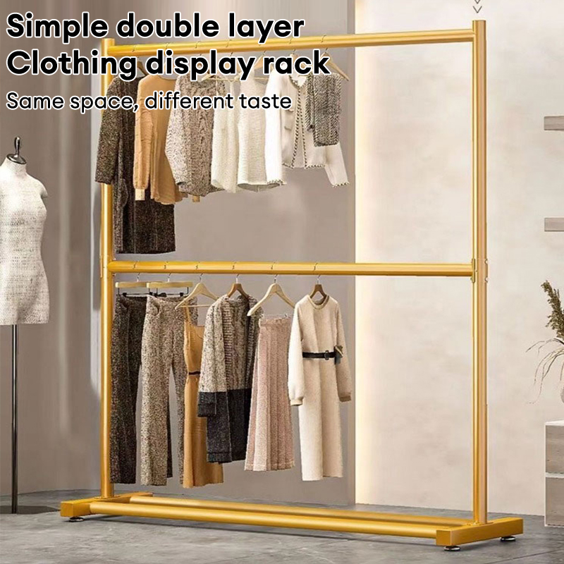 Golden Hanger Clothes Rack Double Layer Metal Clothes Hanger Drying ...