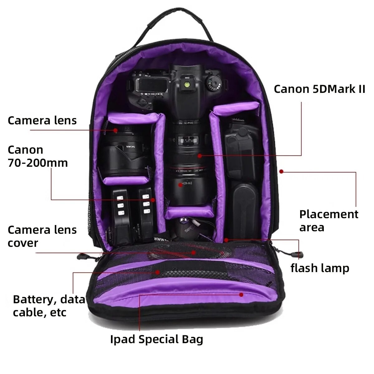 Outdoor Travel DSLR Camera Backpack Durable Digital Waterproof Camera ...