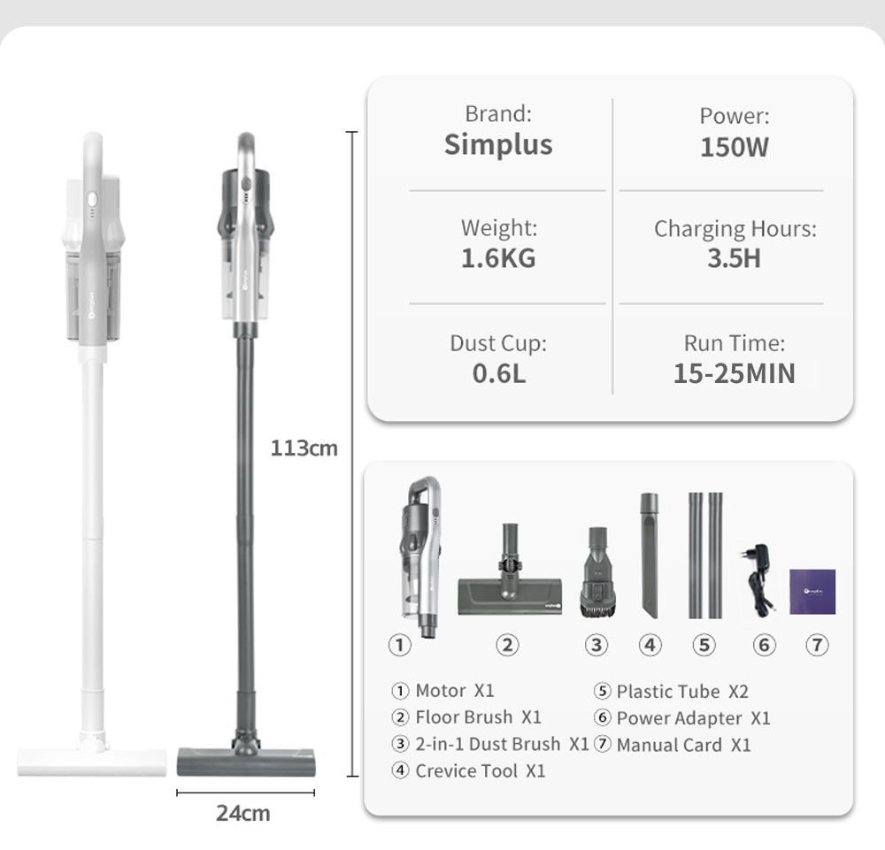Simplus Cordless Vacuum Cleaner for Home Bed Sofa Car Hand-Held ...